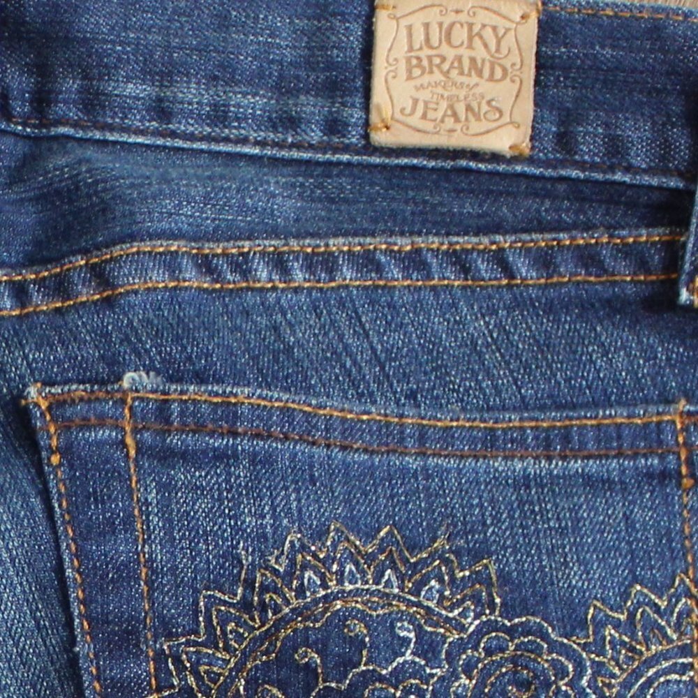Lucky Brand Medium Blue Wash Embroidered Pocket Boot-Jeans Size 4/27 - Picture 7 of 7